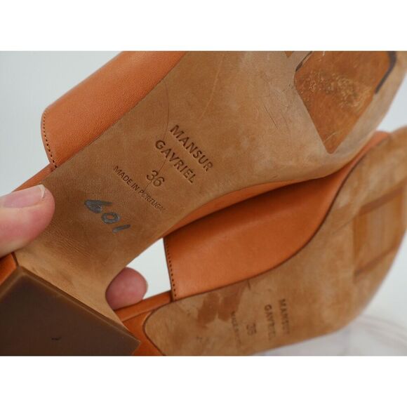 Mansur Gavriel Sun Slide Sandal Mule Size 36 EU 6 US Brown Leather Block Heel - Picture 12 of 13